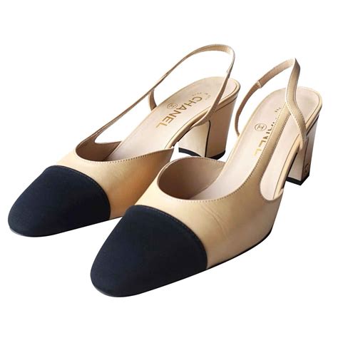 chanel heels beige